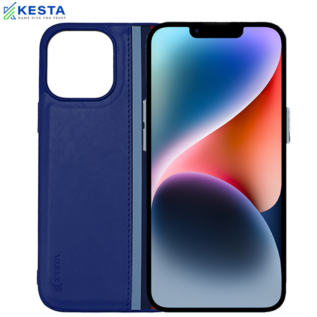 iPhone 14 Pro Max Cover - Phantom Blue Leather Case (Shock Proof)