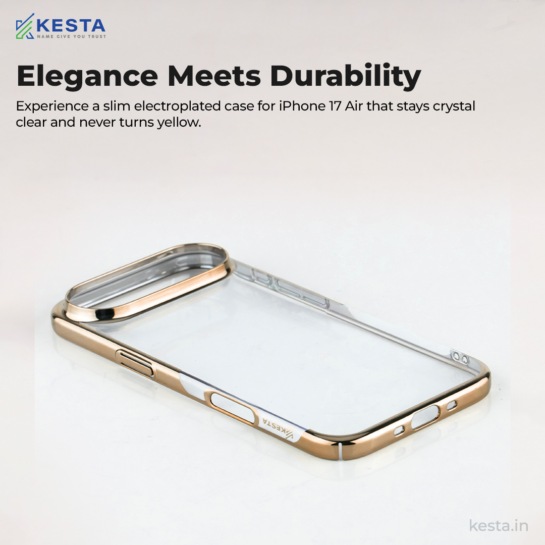 iPhone 17 Air Cover – Transparent Gold | Slim, Shockproof & Anti-Yellowing