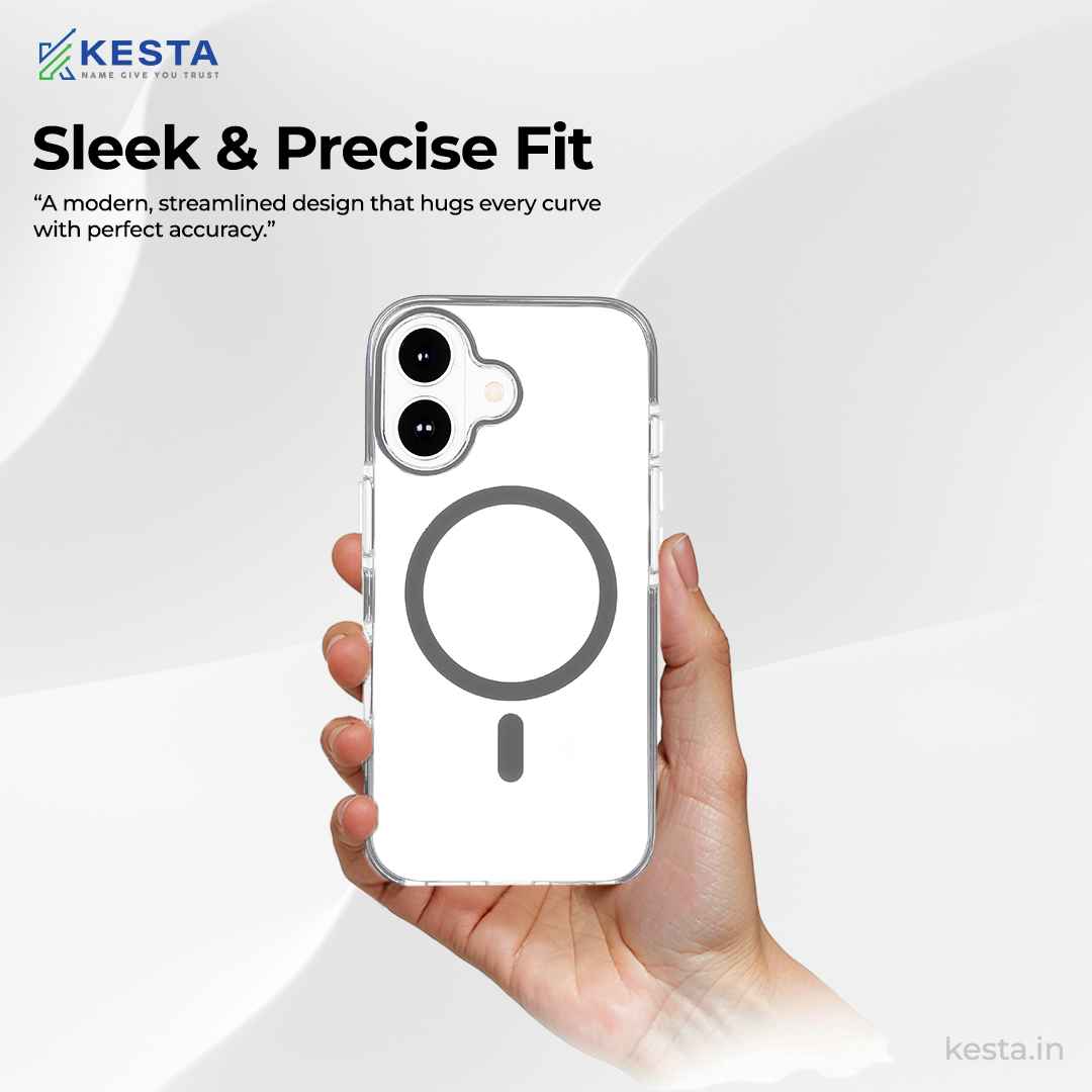 iPhone 16 Cover - Ice Crystals Grey Transparent Case (Military-Grade Drop Protection & Magsafe)