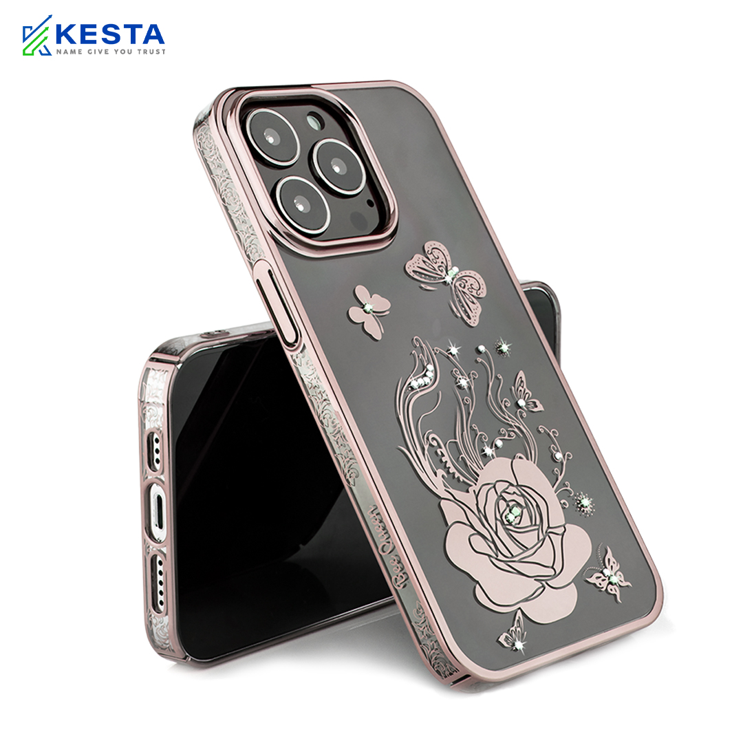 iPhone 13 Cover - Bling Flower Cloud Gold Transparent Case (Stylish And Fashion Forward)