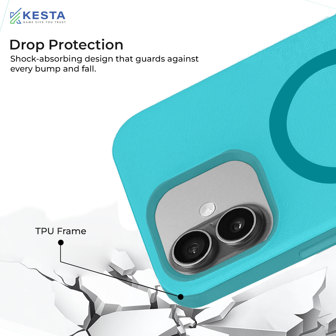 iPhone 16 Cover - MagArmour Blue Hybrid Case (Grip + Gloss – Textured for Control, Smooth Style)