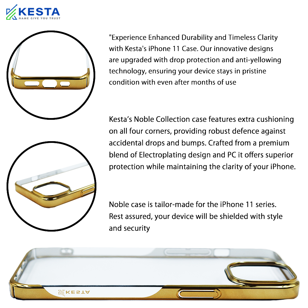 iPhone 11 Cover - Noble Luxury Gold Colour Transparent Case (Style and Security)