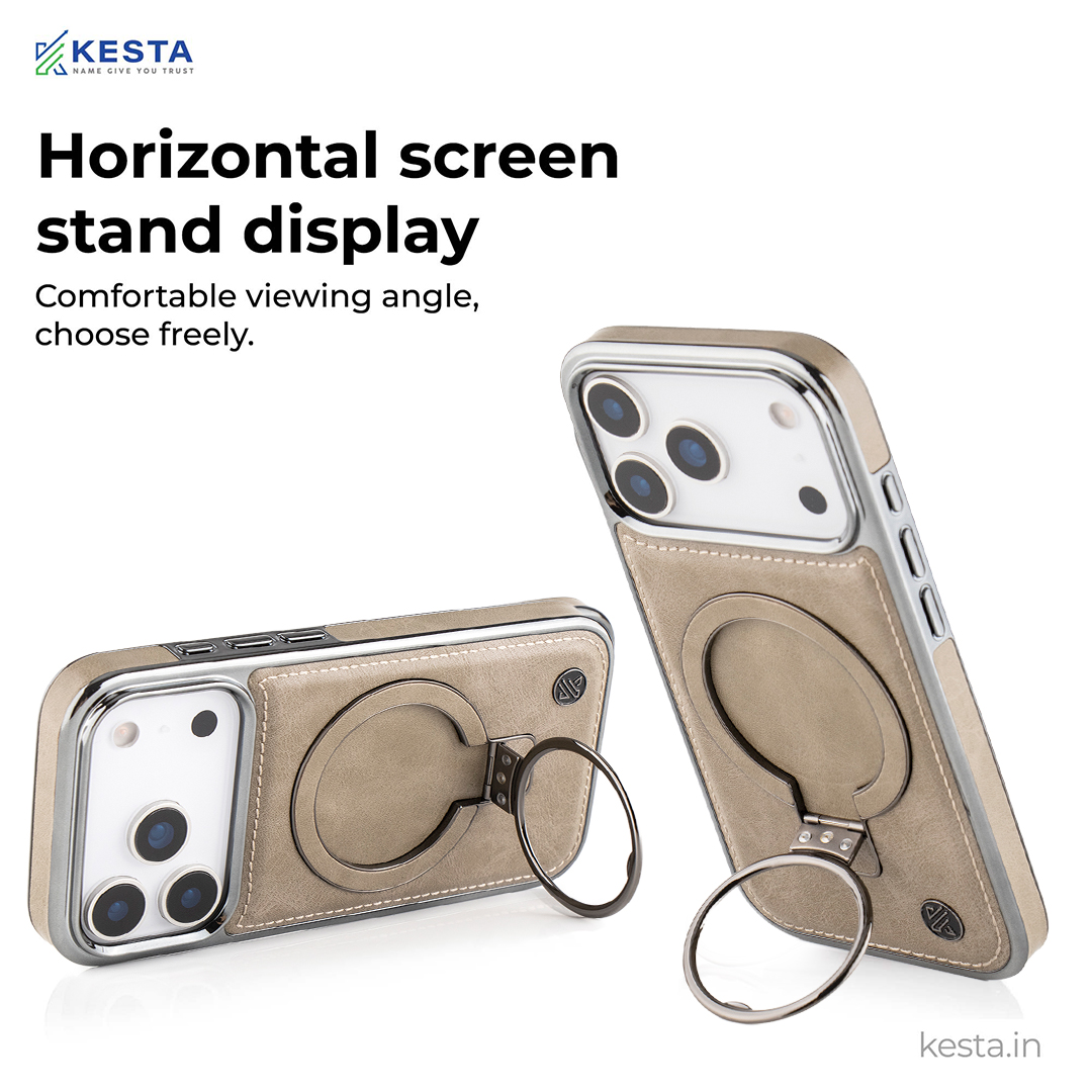 iPhone 17 Pro Cover - Classy Elite Desert Leather Case (Built-In Magnetic Ring Holder)