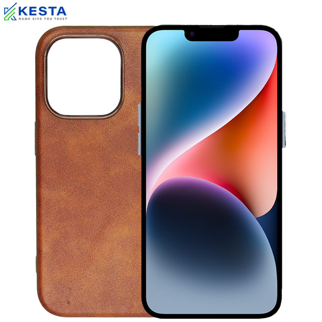 iPhone 14 Cover - Brave Brown Leather Case (Waterproof & Dustproof)