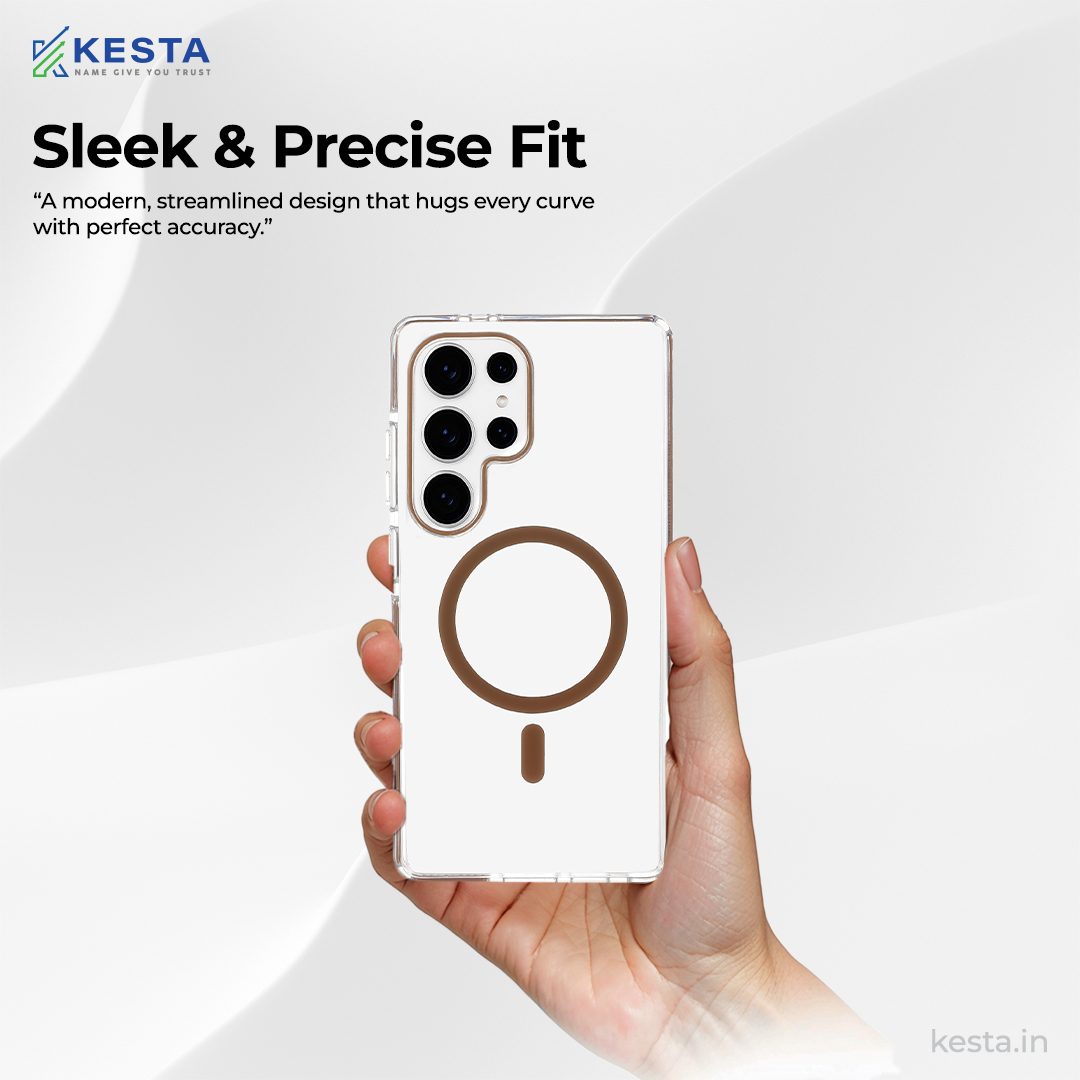 Samsung S24 Ultra Cover - Ice Crystals Gold Transparent Case (Military-Grade Drop Protection & Magsafe)