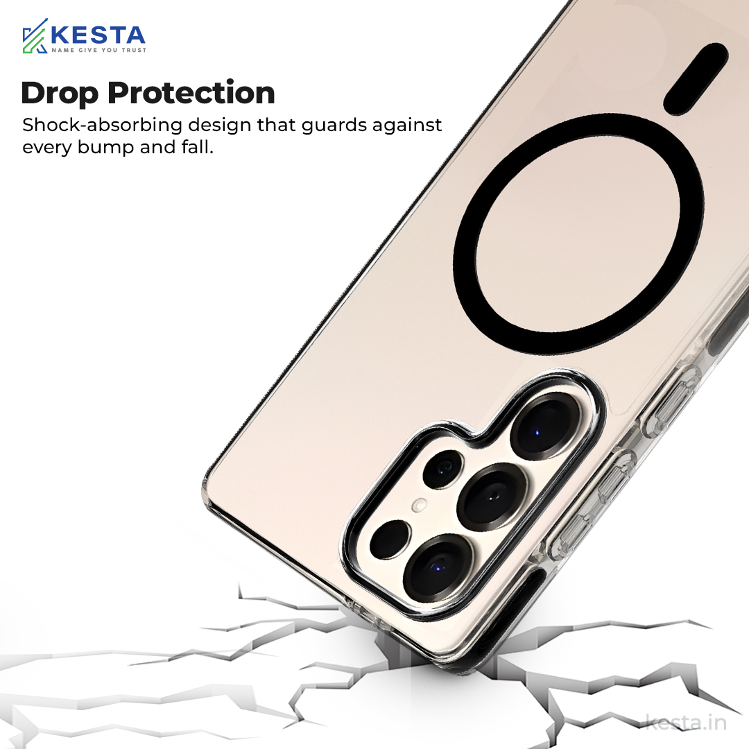 Samsung S24 Ultra Cover - Ice Crystals Black Transparent Case (Military-Grade Drop Protection & Magsafe)