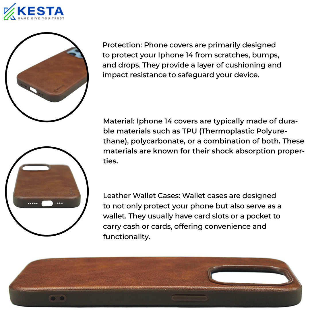 iPhone 14 Cover - Brave Brown Leather Case (Waterproof & Dustproof)