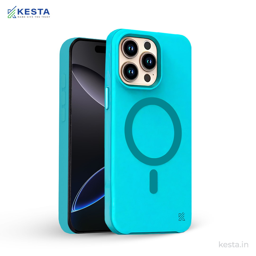iPhone 15 Pro Max Cover - MagArmour Blue Hybrid Case (Grip + Gloss – Textured for Control, Smooth Style)