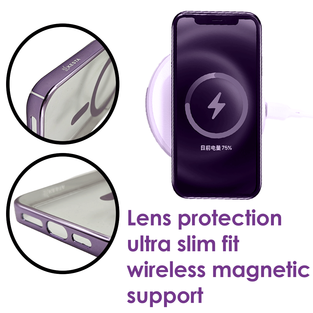 iPhone 14 Plus Cover - Noble Magsafe Purple Transparent Case (With Fast Magsafe Charging)
