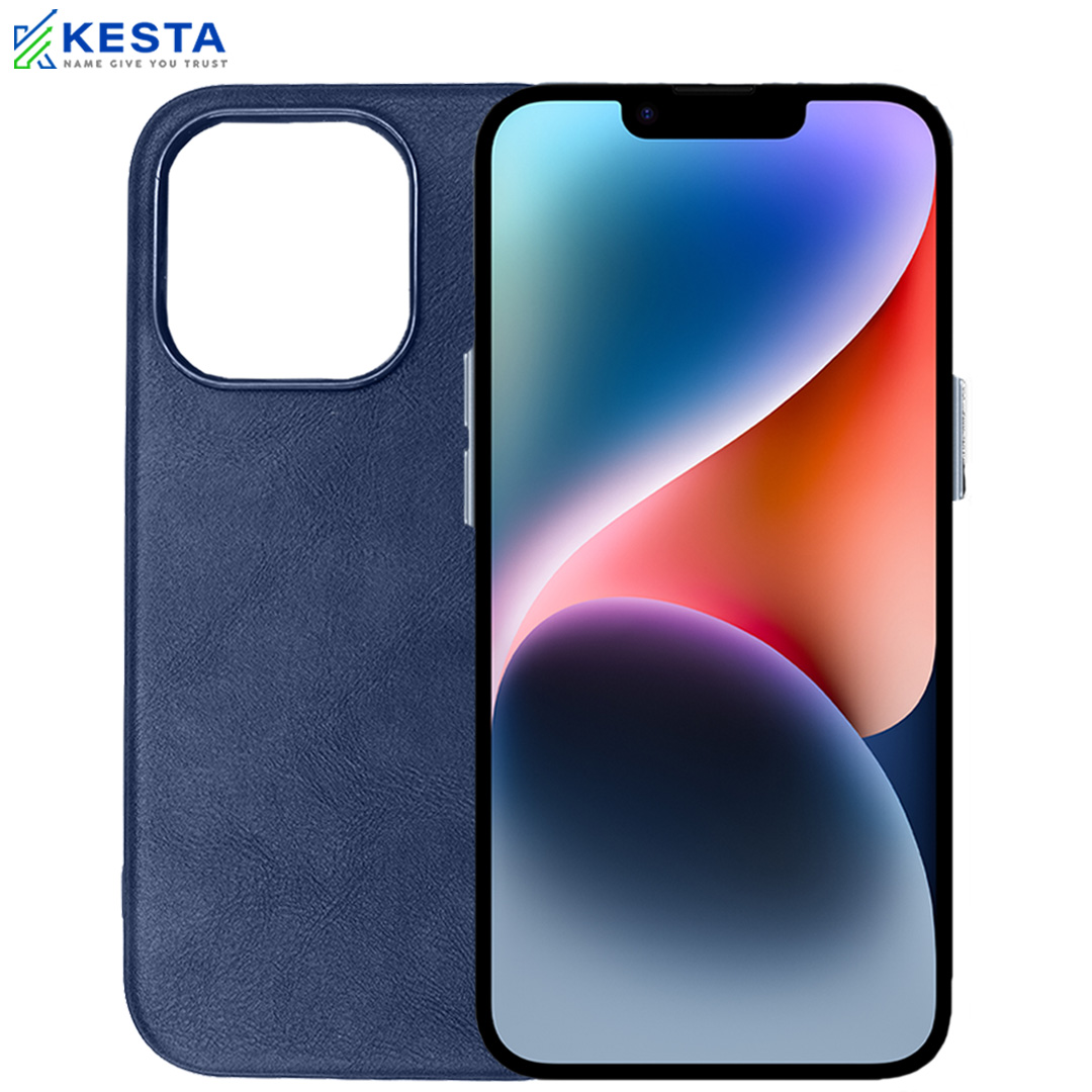 iPhone 14 Cover - Brave Blue Leather Case (Waterproof & Dustproof)