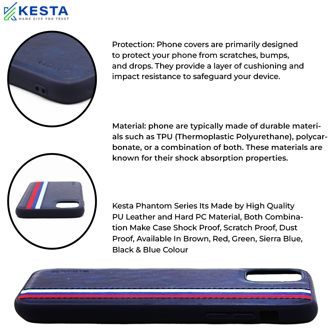 iPhone 14 Pro Max Cover - Phantom Blue Leather Case (Shock Proof)