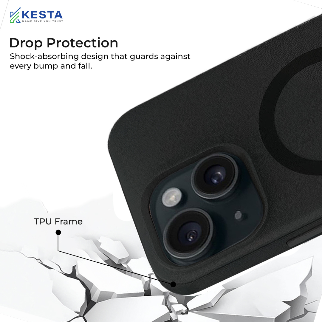 iPhone 15 Cover - MagArmour Black Hybrid Case (Grip + Gloss – Textured for Control, Smooth Style)