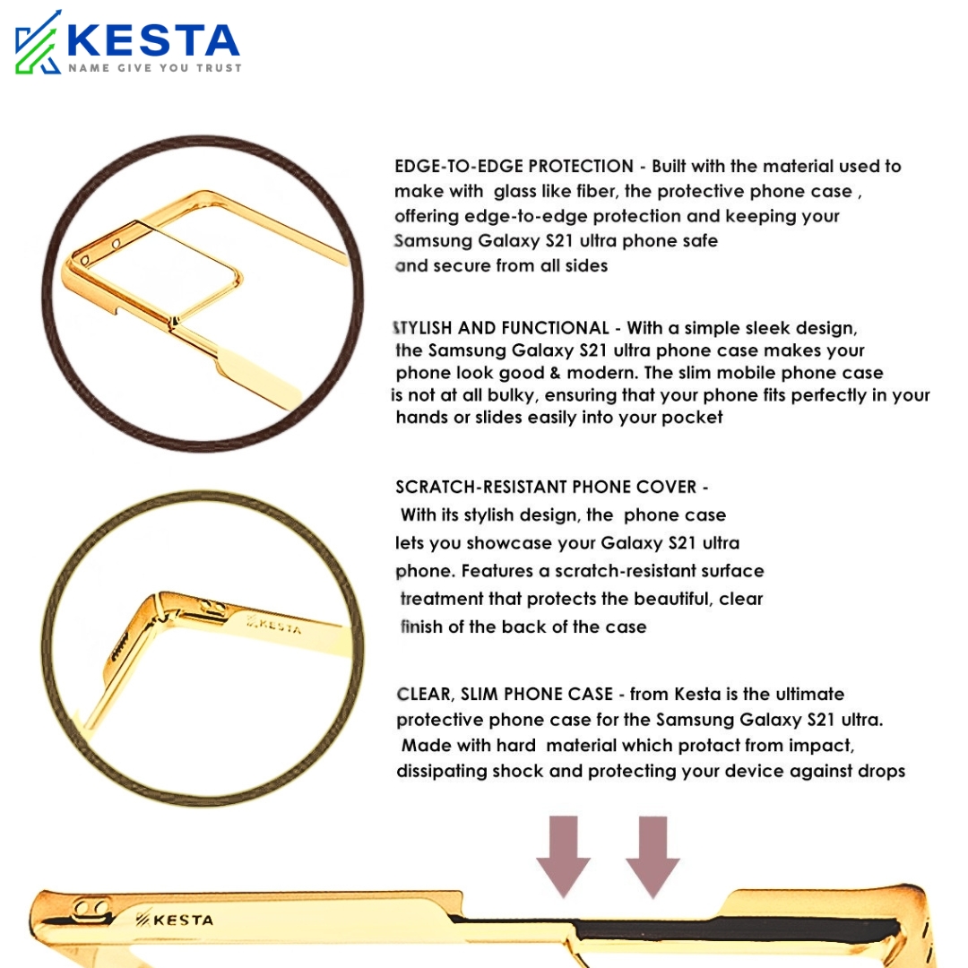 Samsung S21 Ultra Cover - Noble Gold Transparent Case (Anti Yellowing Protection)