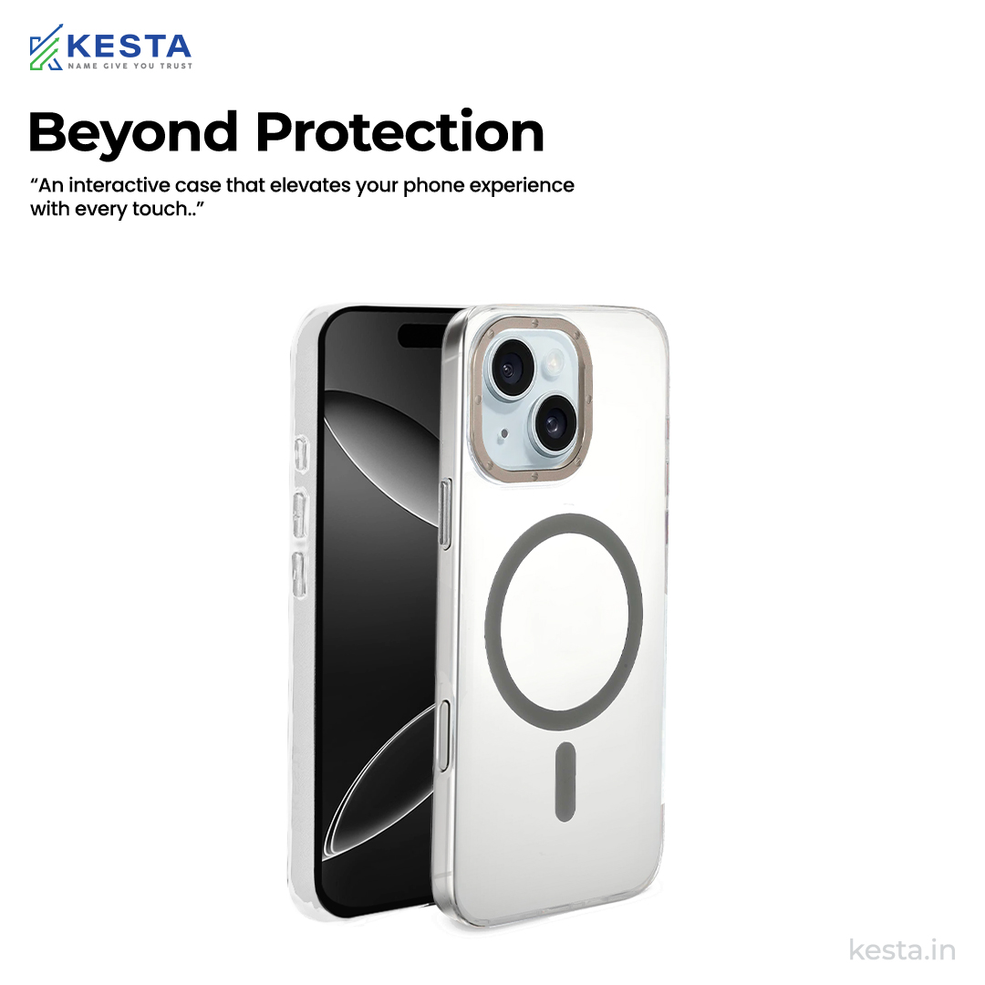 iPhone 15 Cover - Crystal Armour Grey Transparent Case (Scratch & Smudge Resistant & Wireless Charging Ready)