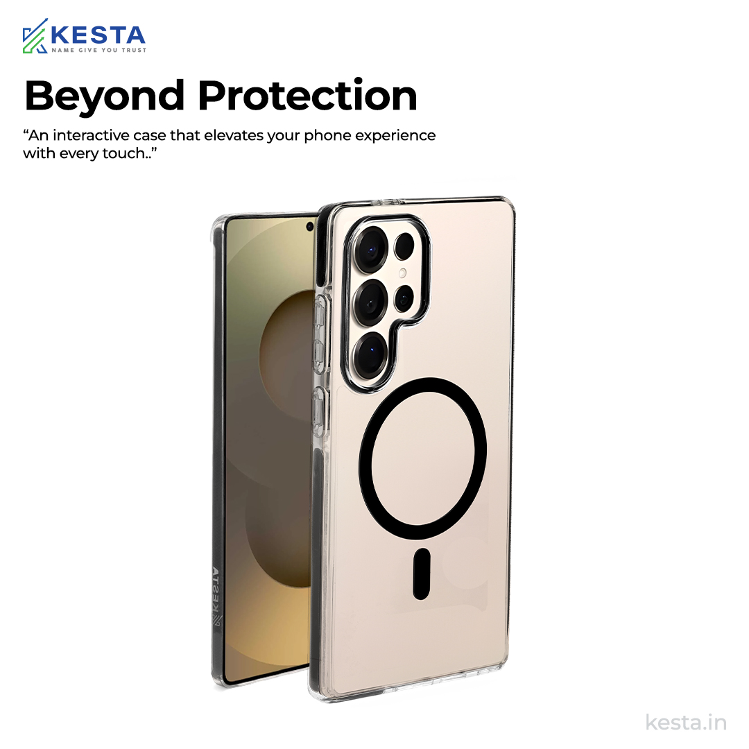 Samsung S25 Ultra Cover - Ice Crystals Black Transparent Case (Military-Grade Drop Protection & Magsafe)