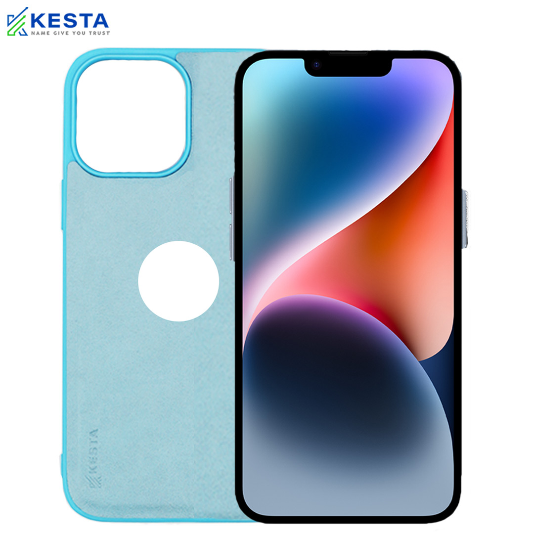 iPhone 14 Cover - Classic Sierra Blue Leather Case (Advanced Drop Protection)