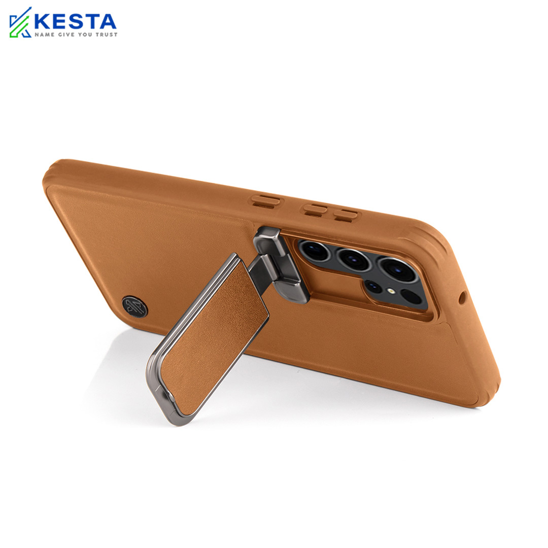 Samsung S22 Ultra Cover - Elegant Brown Leather Case (With Camera Protection)