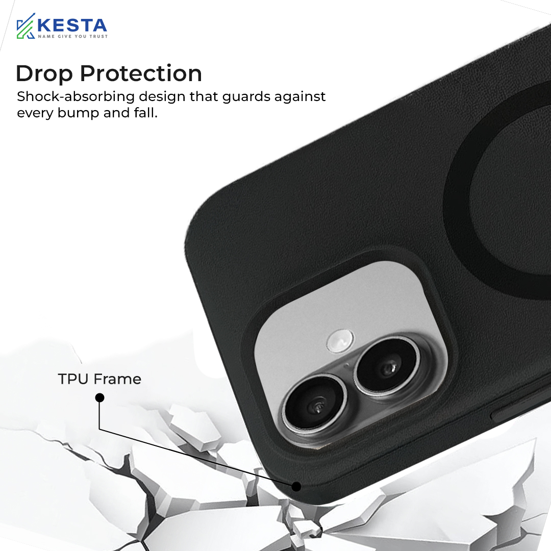 iPhone 16 Plus Cover - MagArmour Black Hybrid Case (Grip + Gloss – Textured for Control, Smooth Style)