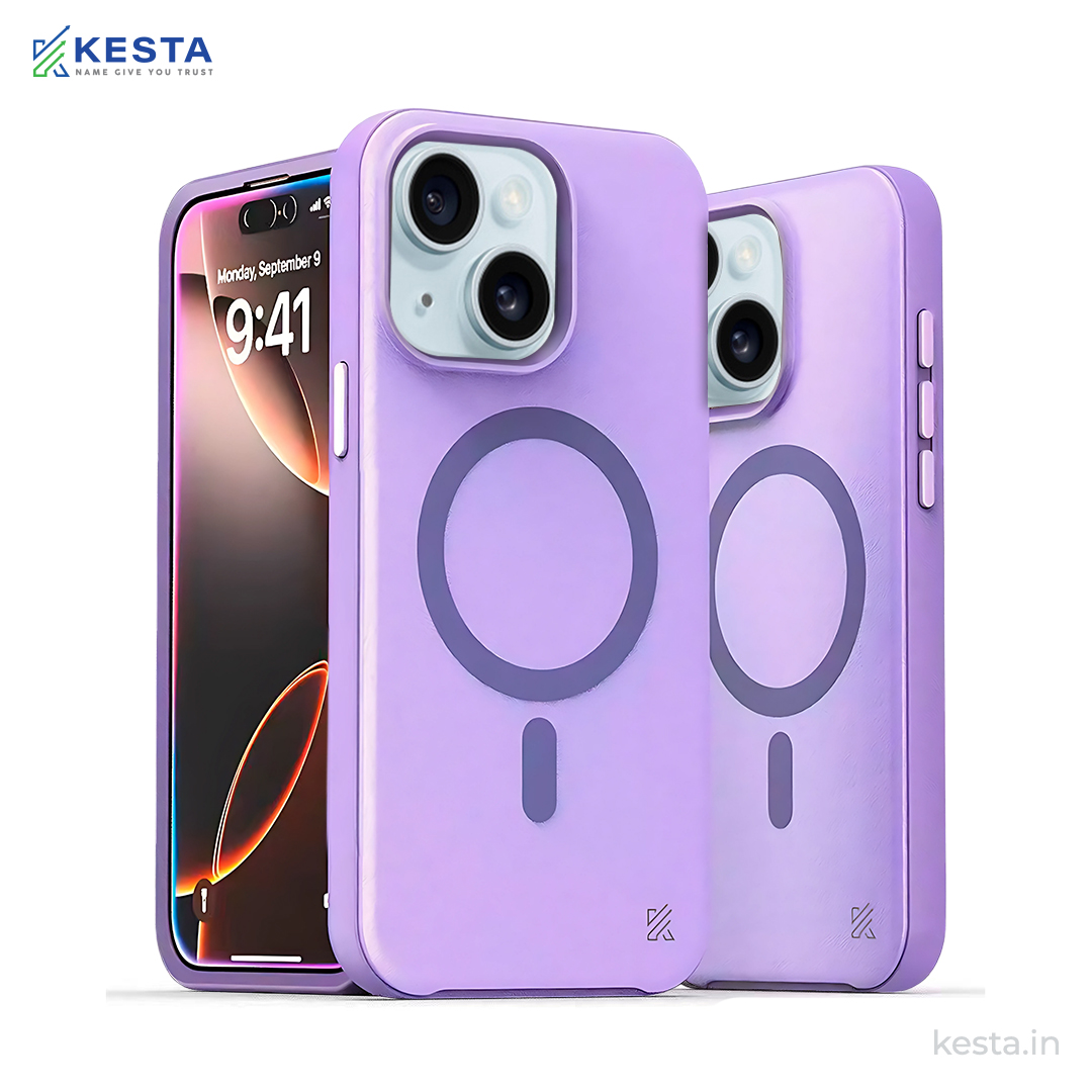 iPhone 15 Cover - MagArmour Purple Hybrid Case (Grip + Gloss – Textured for Control, Smooth Style)