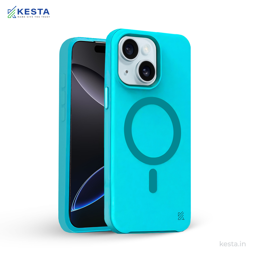iPhone 15 Cover - MagArmour Blue Hybrid Case (Grip + Gloss – Textured for Control, Smooth Style)