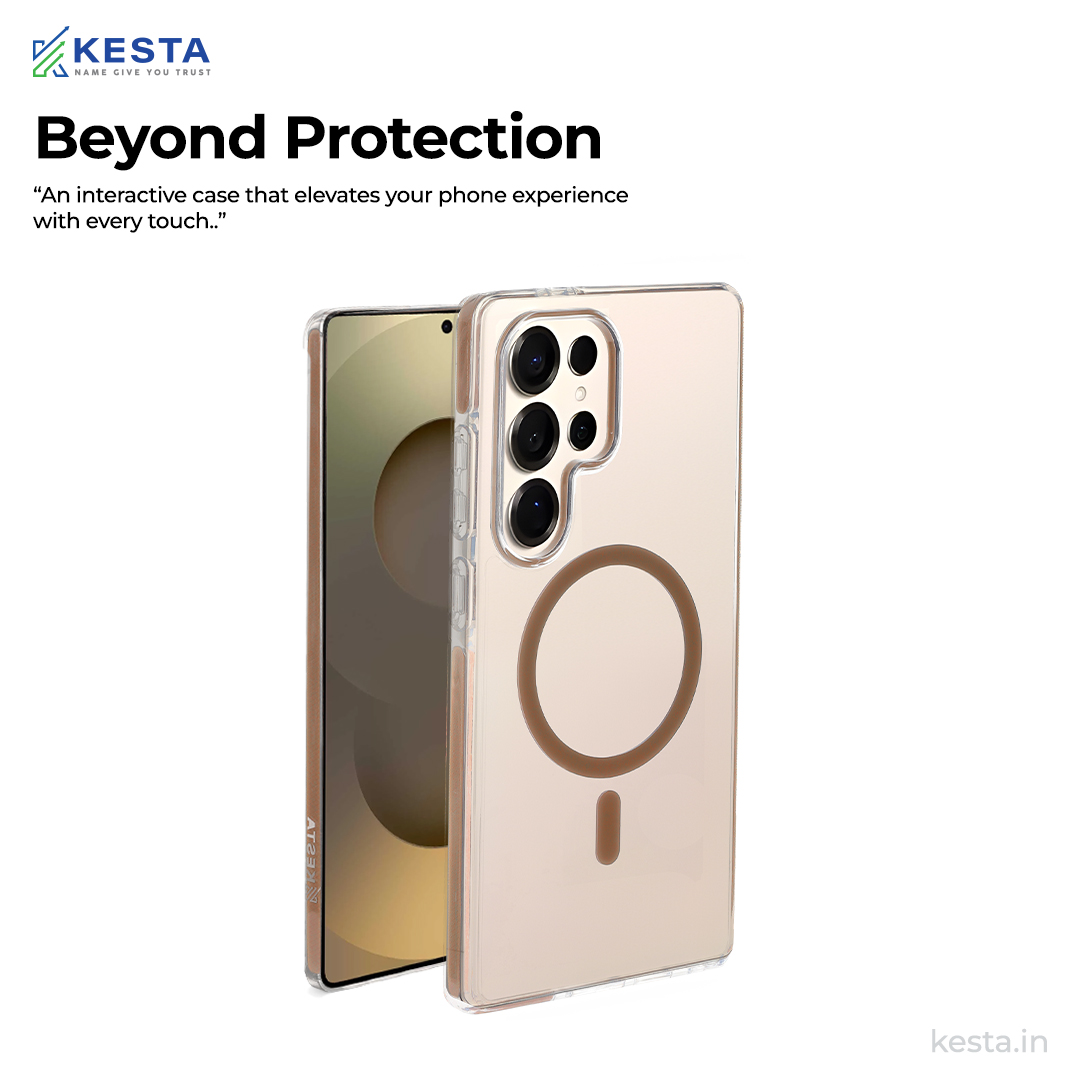 Samsung S24 Ultra Cover - Ice Crystals Gold Transparent Case (Military-Grade Drop Protection & Magsafe)