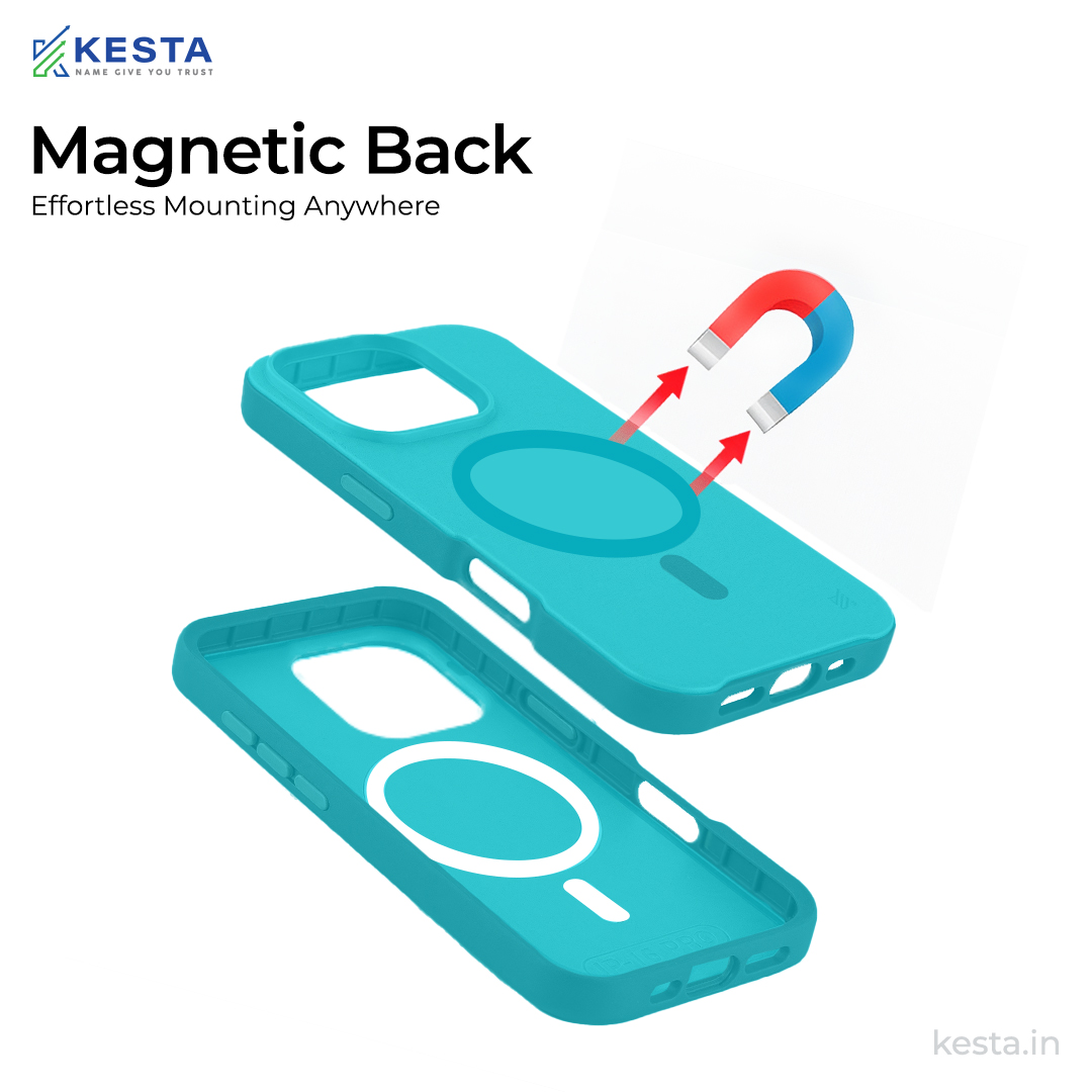 iPhone 16 Cover - MagArmour Blue Hybrid Case (Grip + Gloss – Textured for Control, Smooth Style)