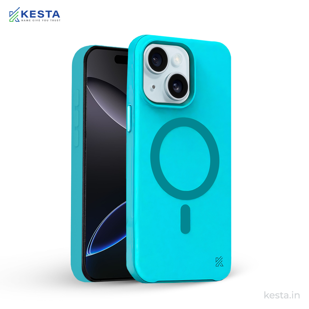 iPhone 15 Plus Cover - MagArmour Blue Hybrid Case (Grip + Gloss – Textured for Control, Smooth Style)