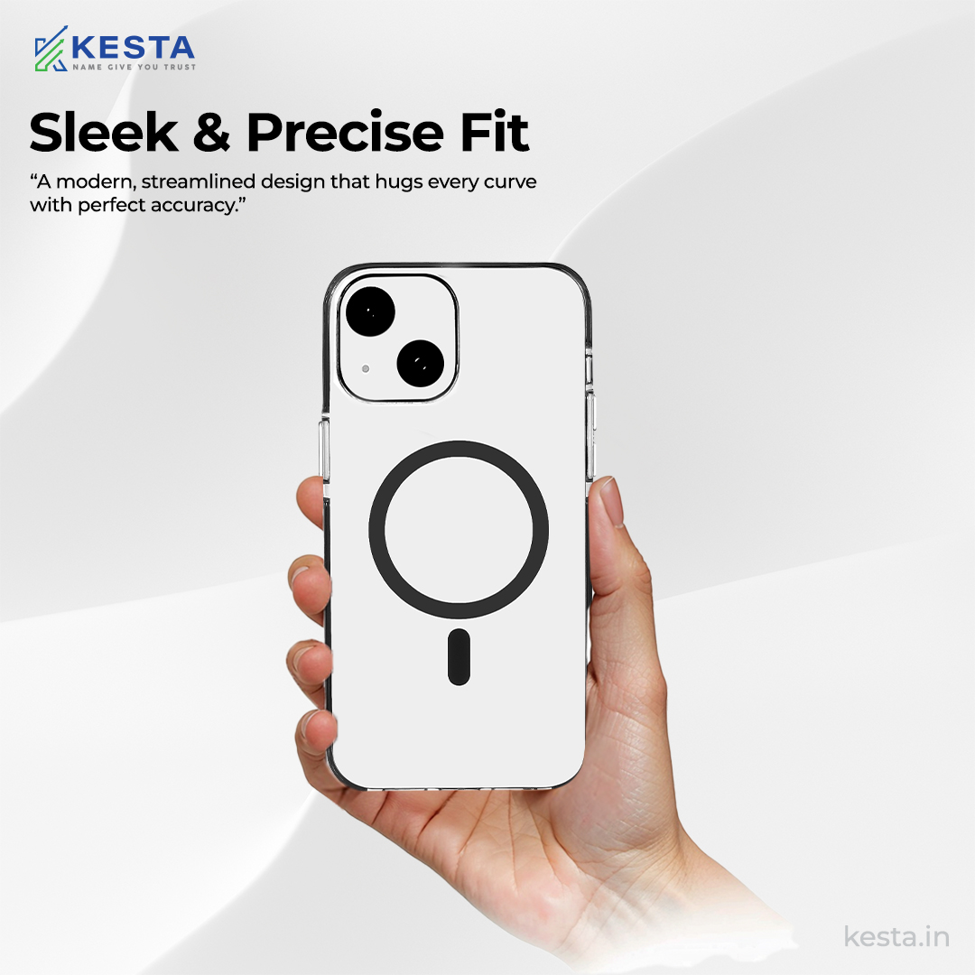 iPhone 14 Cover - Ice Crystals Black Transparent Case (Military-Grade Drop Protection & Magsafe)