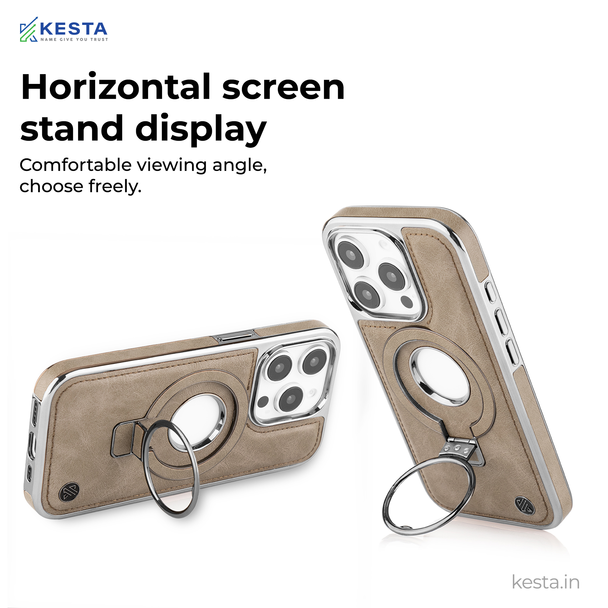 iPhone 16 Pro Max Cover - Classy Elite Desert Leather Case (Built-In Magnetic Ring Holder)