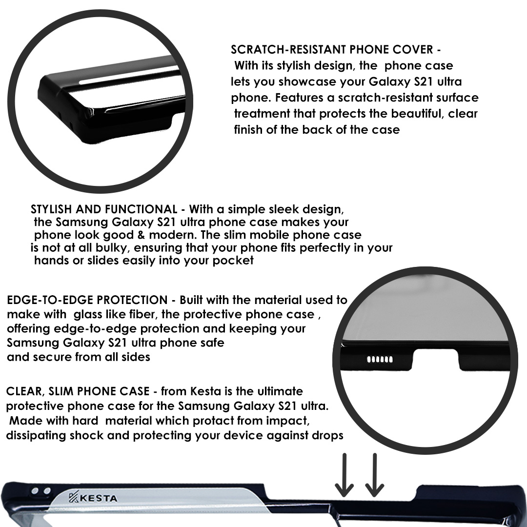 Samsung S21 Ultra Cover - Noble Black Transparent Case (Anti Yellowing Protection)