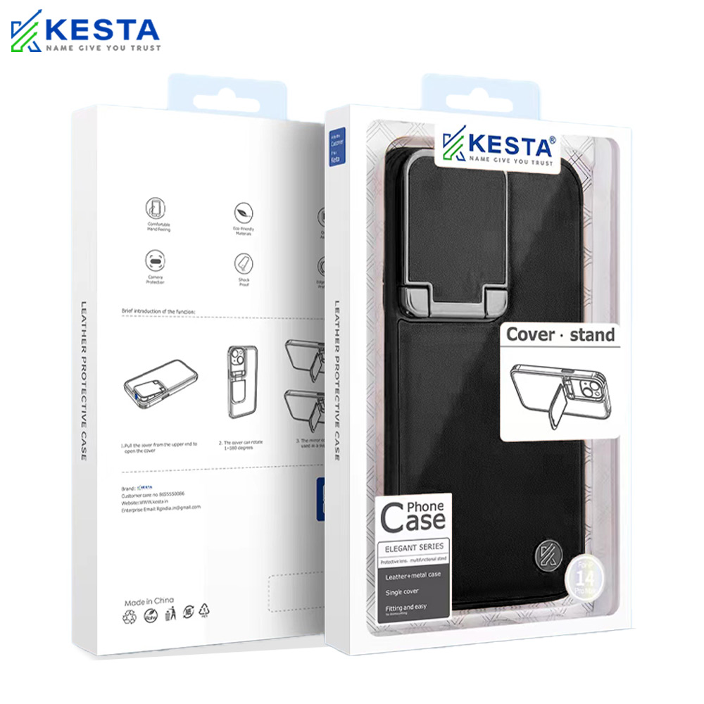 iPhone 15 Plus Cover - Elegant Black Leather Case (With Camera Protection)