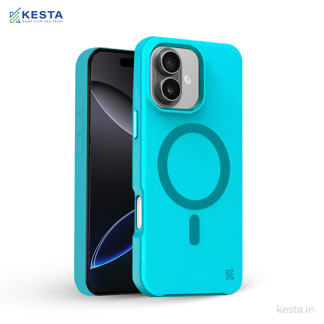 iPhone 16 Cover - MagArmour Blue Hybrid Case (Grip + Gloss – Textured for Control, Smooth Style)