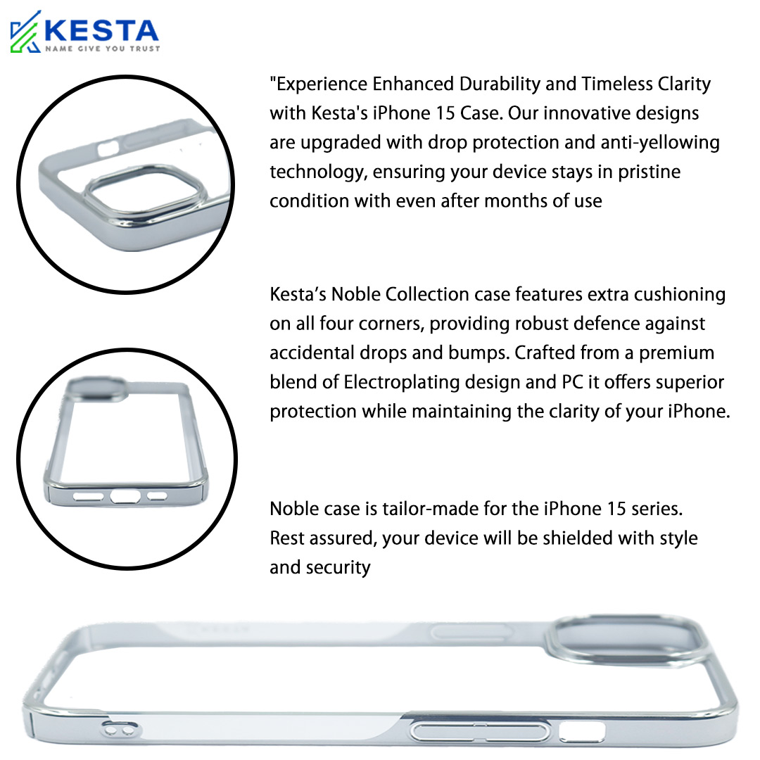 iPhone 15 Pro Cover - Noble Silver Transparent Case (Resists Yellowing)