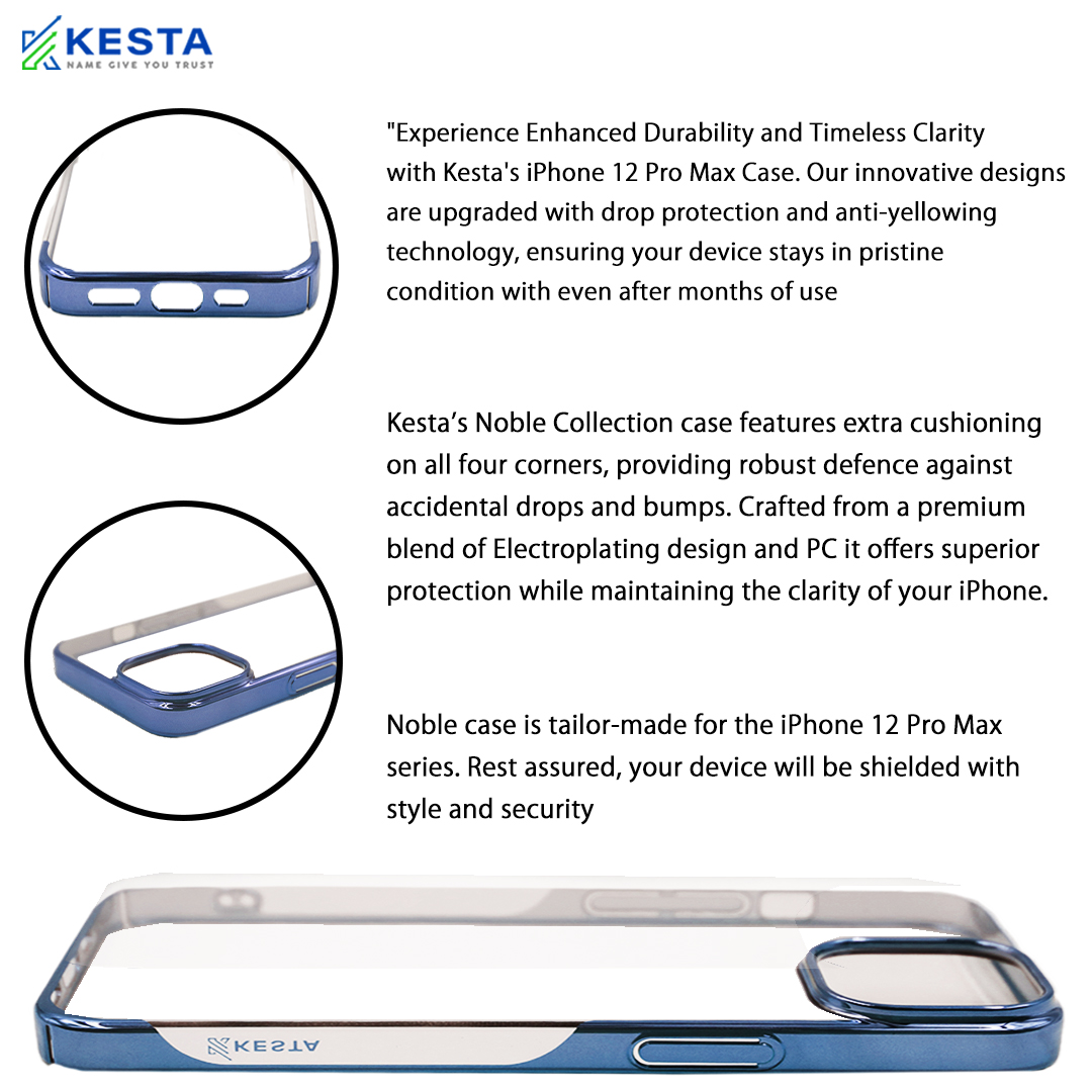iPhone 12 Pro Max Cover - Noble Blue Transparent Case (Upgraded with Anti-Yellowing Technology)