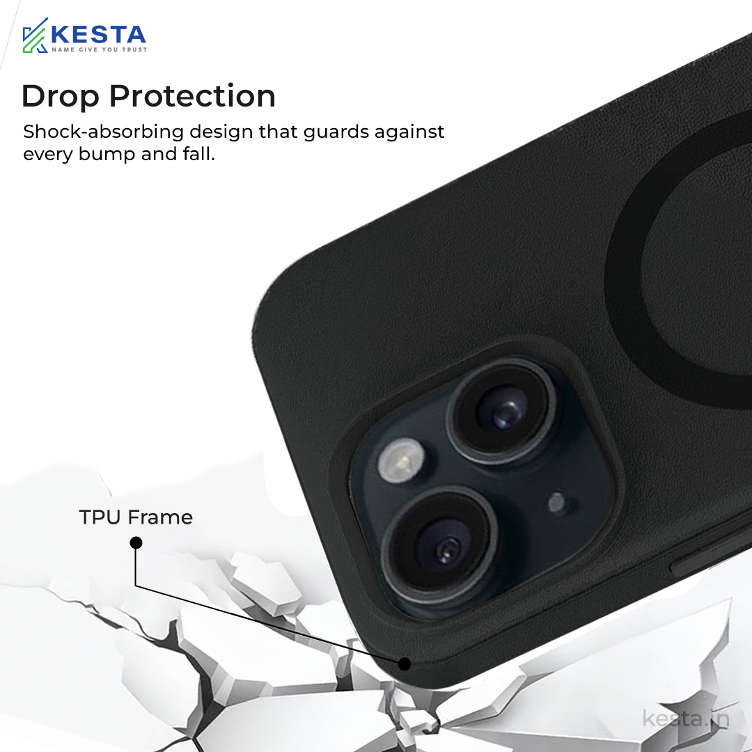 iPhone 15 Cover - MagArmour Black Hybrid Case (Grip + Gloss – Textured for Control, Smooth Style)