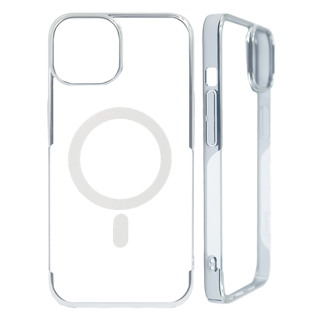 iPhone 14 Pro Max Cover - Noble Magsafe Silver Transparent Case (Wirelessly Chargeable)