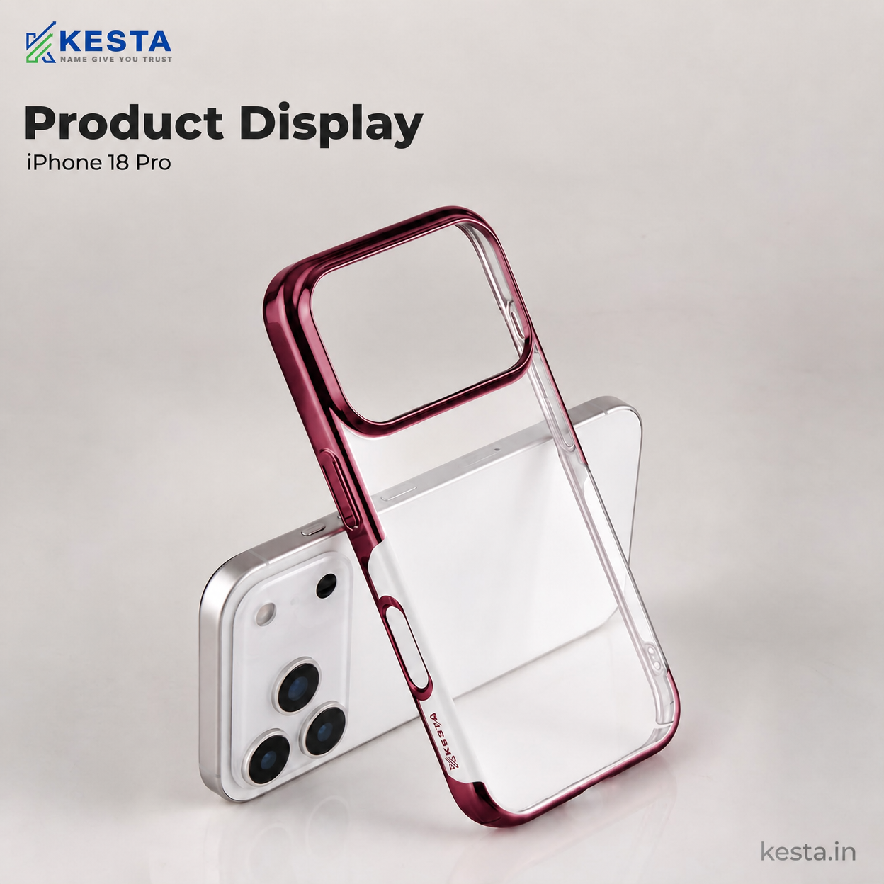 iPhone 18 Pro Cover – Transparent Cherry Red | Original Look. Enhanced Protection.