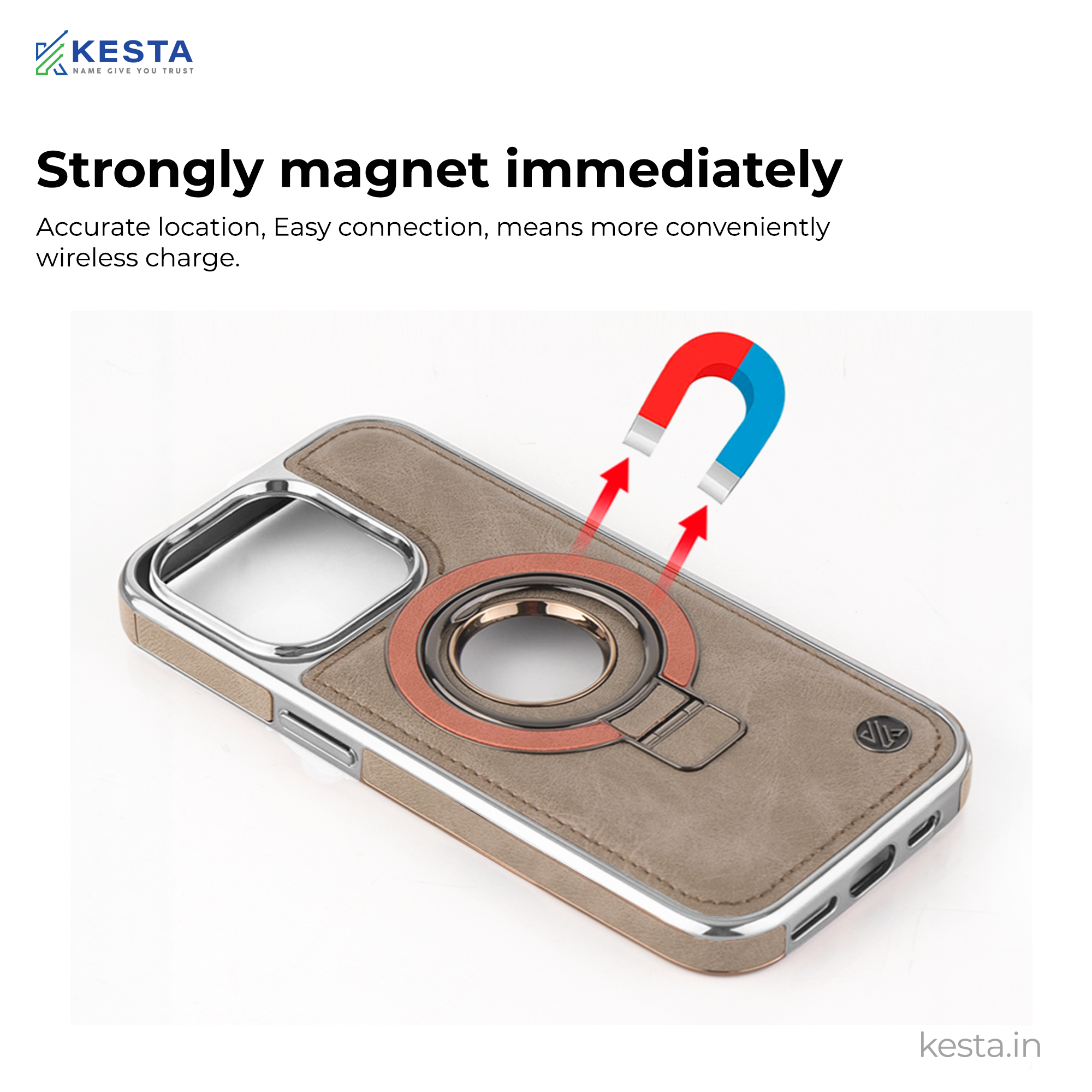 iPhone 15 Pro Max Cover - Classy Elite Desert Leather Case (Built-In Magnetic Ring Holder)