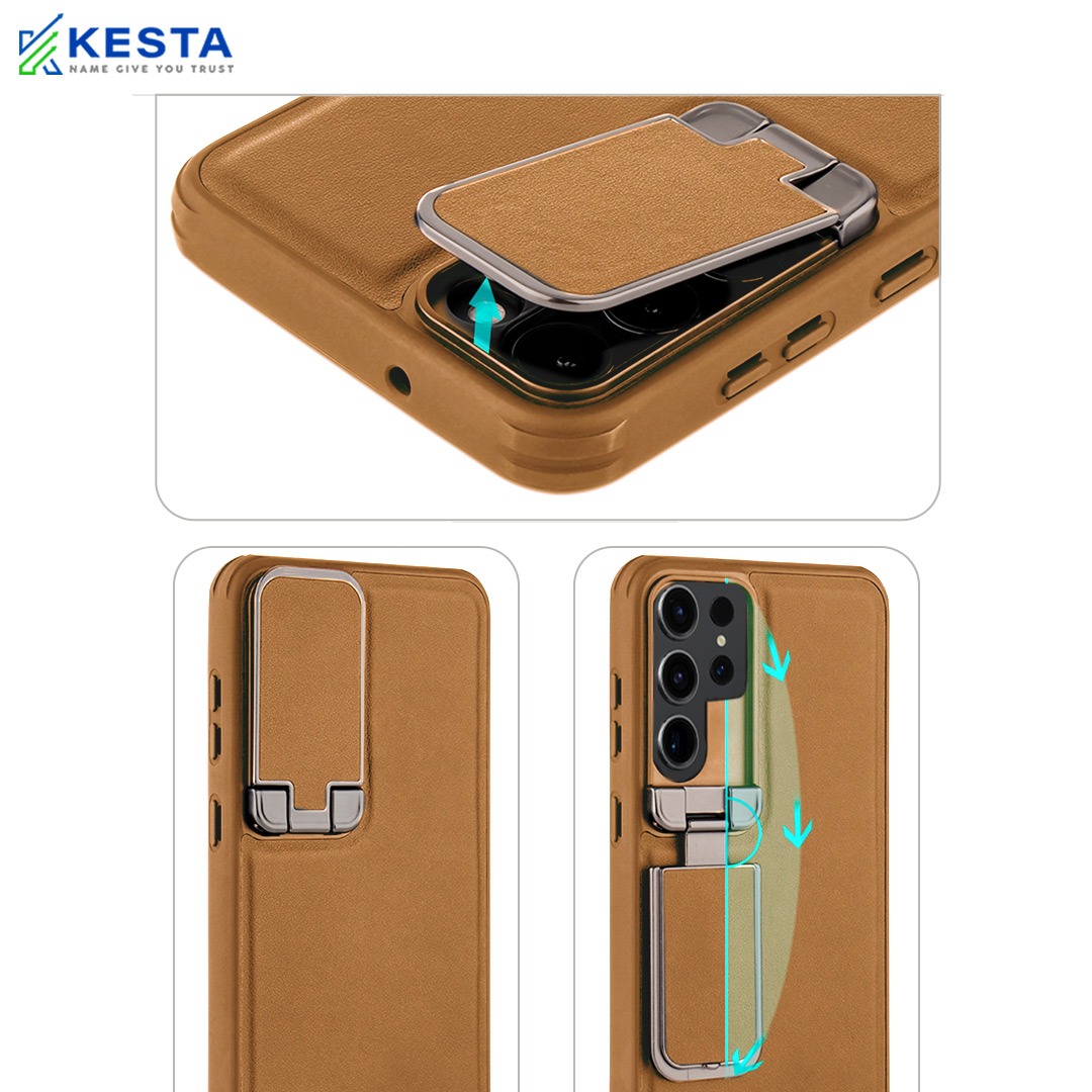 Samsung S26 Ultra Cover - Elegant Brown Leather Case (With Camera Protection)
