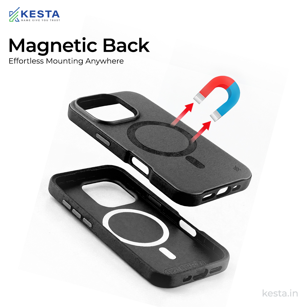 iPhone 16 Plus Cover - MagArmour Black Hybrid Case (Grip + Gloss – Textured for Control, Smooth Style)