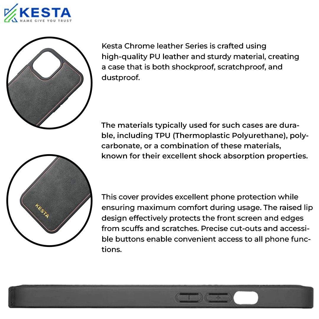 iPhone 12 Pro Max Cover - Chrome Grey Leather Case (Scratch Proof)