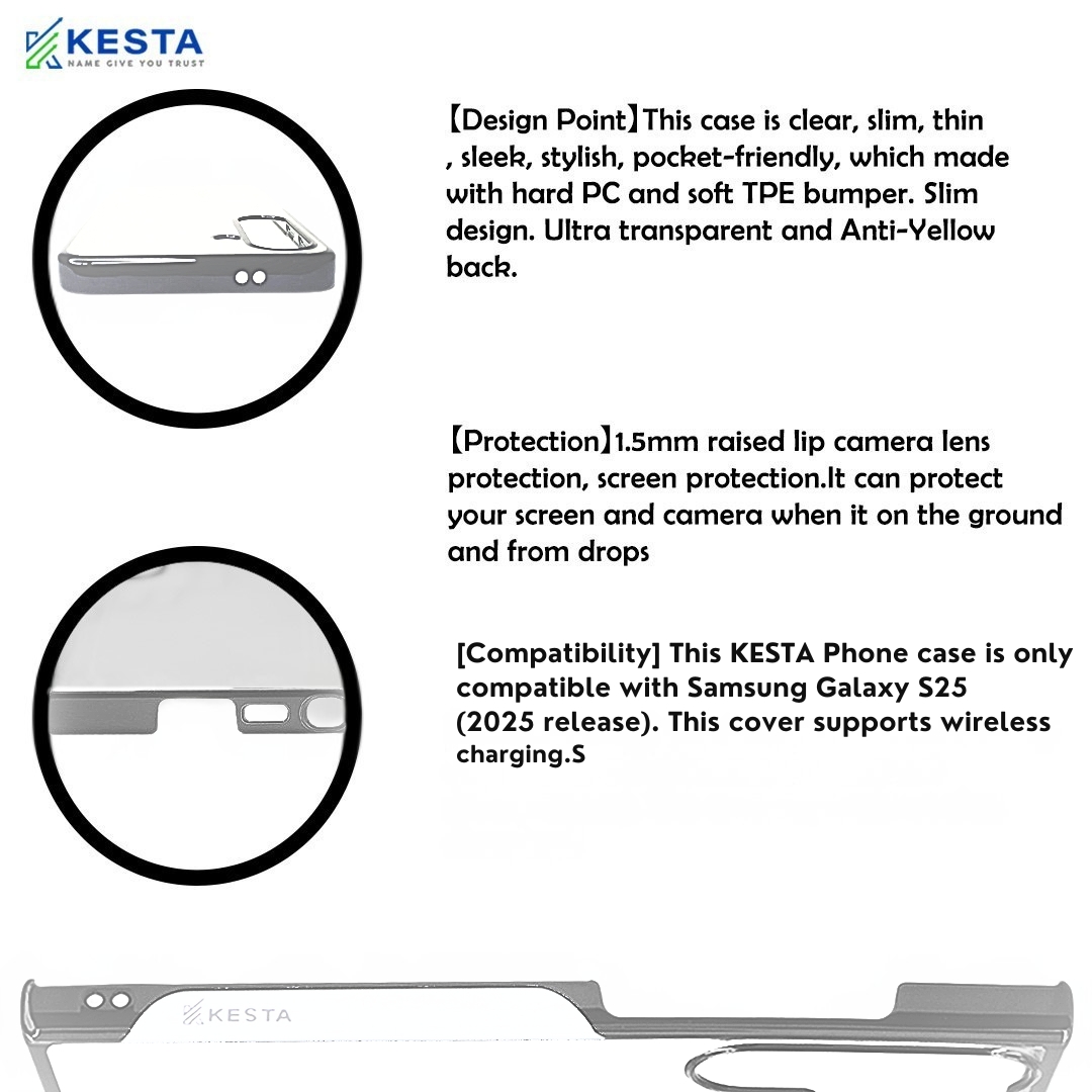 Samsung S25 Cover - Noble Silver Transparent Case (Camera Lens Protection)