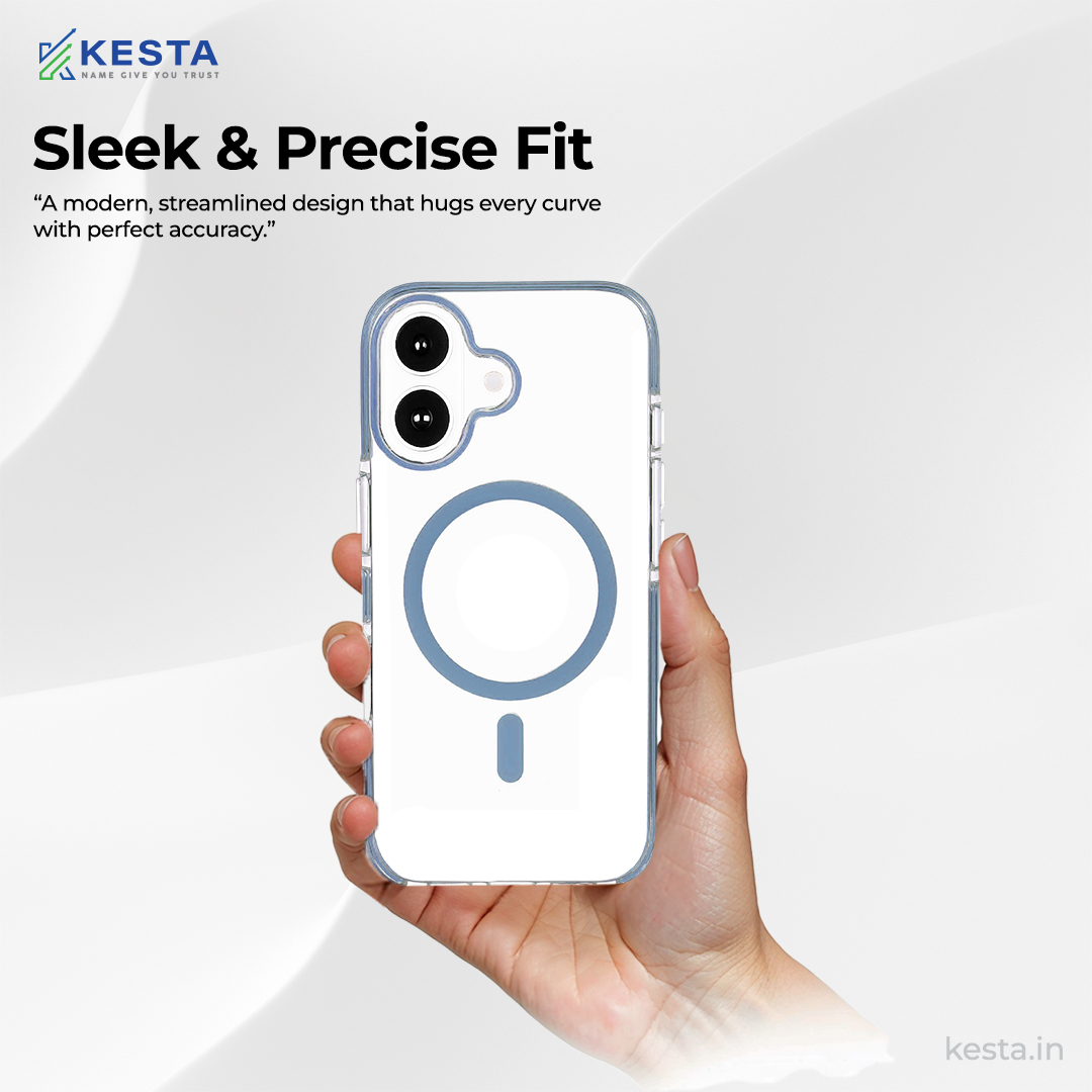 iPhone 16 Plus Cover - Ice Crystals Blue Transparent Case (Military-Grade Drop Protection & Magsafe)